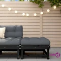 vidaXL Garden Footstool with Cushion Black Solid Wood Pine