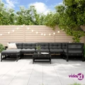 vidaXL 8 Piece Garden Lounge Set with Cushions Black Solid Wood