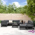 vidaXL 10 Piece Garden Lounge Set with Cushions Black Solid Wood