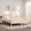 vidaXL Bed Frame with Headboard 183x203 cm King Solid Wood