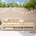 vidaXL 3 Piece Garden Lounge Set with Cushions Solid Wood