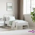 vidaXL Metal Bed Frame with Headboard White 92x187 cm Single Size