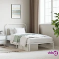 vidaXL Metal Bed Frame with Headboard White 106x203 cm King Single Size