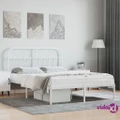 vidaXL Metal Bed Frame with Headboard White 137x187 cm Double Size