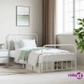 vidaXL Metal Bed Frame with Headboard and Footboard White 106x203 cm King Single Size
