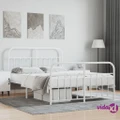 vidaXL Metal Bed Frame with Headboard and Footboard White 137x187 cm Double Size