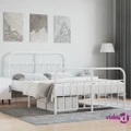 vidaXL Metal Bed Frame with Headboard and Footboard White 153x203 cm Queen Size