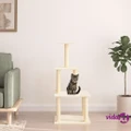 vidaXL Cat Tree with Sisal Scratching Posts Cream 111 cm