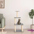vidaXL Cat Tree with Sisal Scratching Posts Light Grey 111 cm