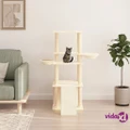 vidaXL Cat Tree with Sisal Scratching Posts Cream 133 cm