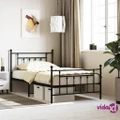vidaXL Metal Bed Frame with Headboard and Footboard Black 106x203 cm King Single Size