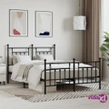 vidaXL Metal Bed Frame with Headboard and Footboard Black 153x203 cm Queen Size