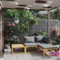 vidaXL 4 Piece Garden Lounge Set with Cushion Solid Acacia Wood