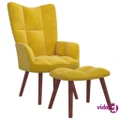 vidaXL Relaxing Chair with a Stool Mustard Yellow Velvet
