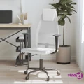 vidaXL Office Chair Height Adjustable White Mesh Fabric and Faux Leather