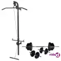 vidaXL Wall-mounted Power Tower with Barbell and Dumbbell Set 60.5 kg