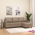 vidaXL 3-Seater Sofa with Footstool Cappuccino 180 cm Faux Leather