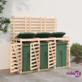 vidaXL Triple Wheelie Bin Storage Solid Wood Pine