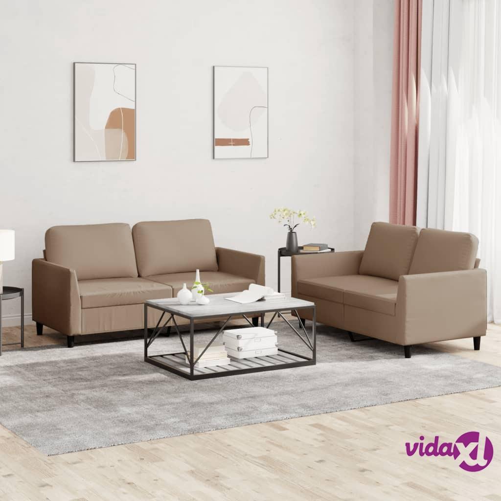 vidaXL 2 Piece Sofa Set with Cushions Cappuccino Faux Leather