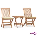 vidaXL 3 Piece Folding Outdoor Dining Set with Cushion Solid Wood Teak