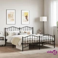 vidaXL Metal Bed Frame with Headboard and Footboard Black 183x203 cm King Size