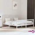 vidaXL Bed Frame White Solid Wood 183x203 cm King Size