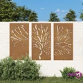 vidaXL Garden Wall Decorations 3 pcs 105x55 cm Corten Steel Tree Design
