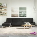 vidaXL L-shaped Sofa Bed Black 255x140x70 cm Faux Leather