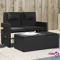 vidaXL Reclining Garden Bench with Cushions Black Poly Rattan