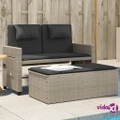 vidaXL Reclining Garden Bench with Cushions Light Grey Poly Rattan