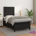 vidaXL Box Spring Bed with Mattress Black 106x203 cm King Single Size Faux Leather