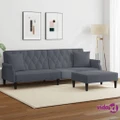 vidaXL 2-Seater Sofa Bed with Pillows and Footstool Dark Grey Velvet