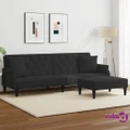 vidaXL 2-Seater Sofa Bed with Pillows and Footstool Black Velvet