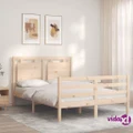 vidaXL Bed Frame with Headboard 137x187 cm Double Solid Wood