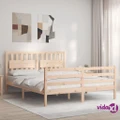 vidaXL Bed Frame with Headboard 153x203 cm Queen Solid Wood