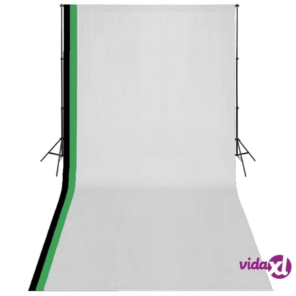 vidaXL Photo Studio Kit with 3 Cotton Backdrops Adjustable Frame 3x6 m