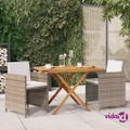 vidaXL 3 Piece Garden Dining Set with Cushions Beige