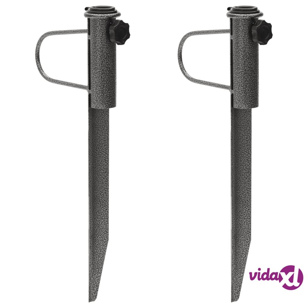 vidaXL Parasol Stands with Spikes 2 pcs 19x42 cm Galvanised Steel