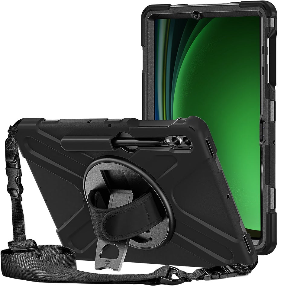 360 Hand Holder / Shoulder Strap / Shockproof Case for Samsung Galaxy Tab S8+ / S9+ / S9 FE+ / S10+