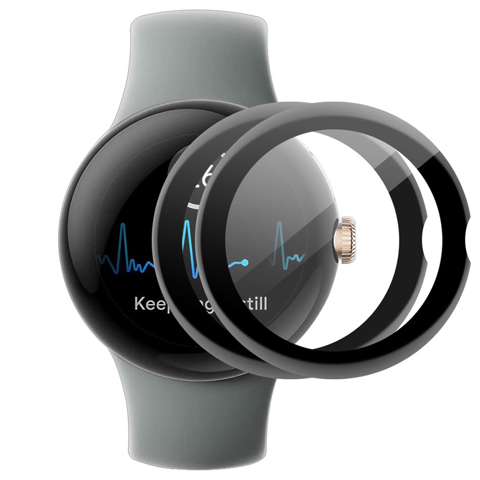 (2-Pack) 3D Curved Screen Protector for Google Pixel Watch 3 / 2 / 1 (41mm) - Black (Frame)