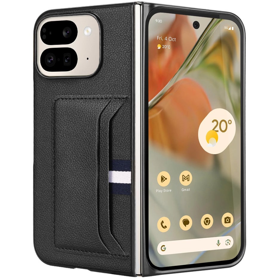 Slim Texture Wallet Case / Card Holder Pouch for Google Pixel 9 Pro Fold - Black