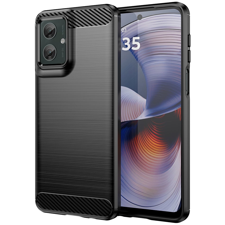 Flexi Slim Carbon Fibre Case for Motorola Moto G55 - Brushed Black