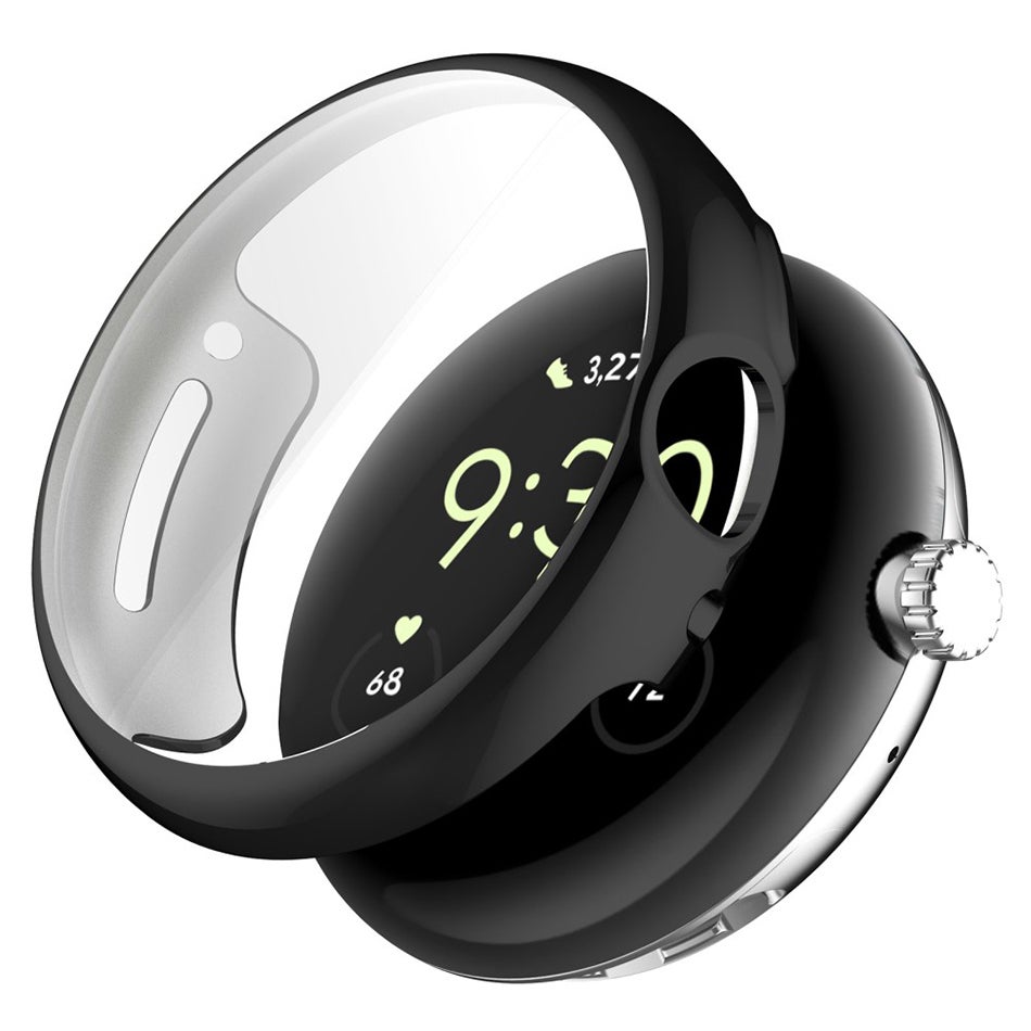 (2-Pack) Flexi Slim Bumper Case for Google Pixel Watch 3 / 2 / 1 (41mm) - Black (Frame)