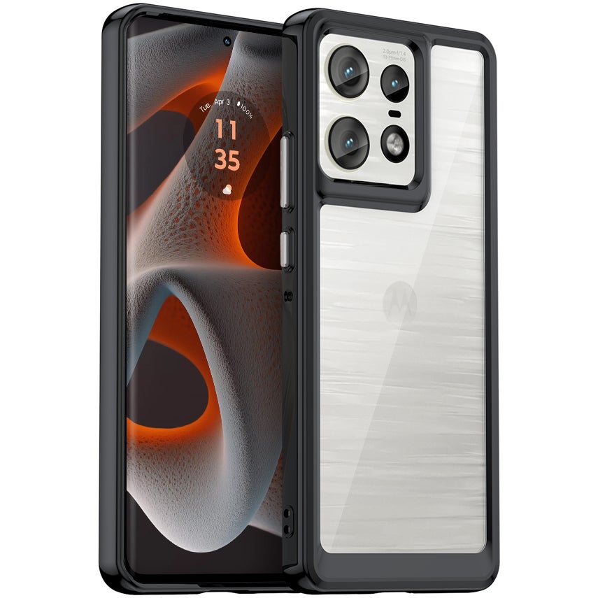 Hybrid Acrylic Tough Shockproof Case for Motorola Edge 50 Pro - Black (Frame)