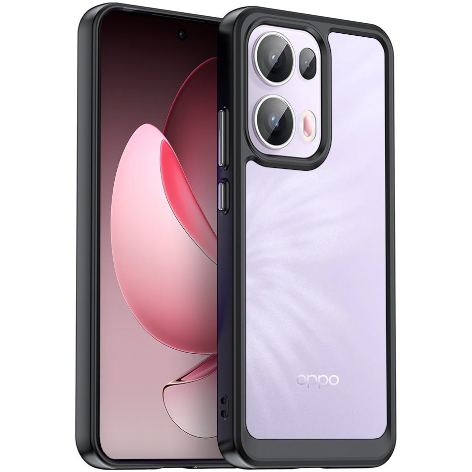 Hybrid Acrylic Tough Shockproof Case for Oppo Reno13 Pro - Black (Frame)