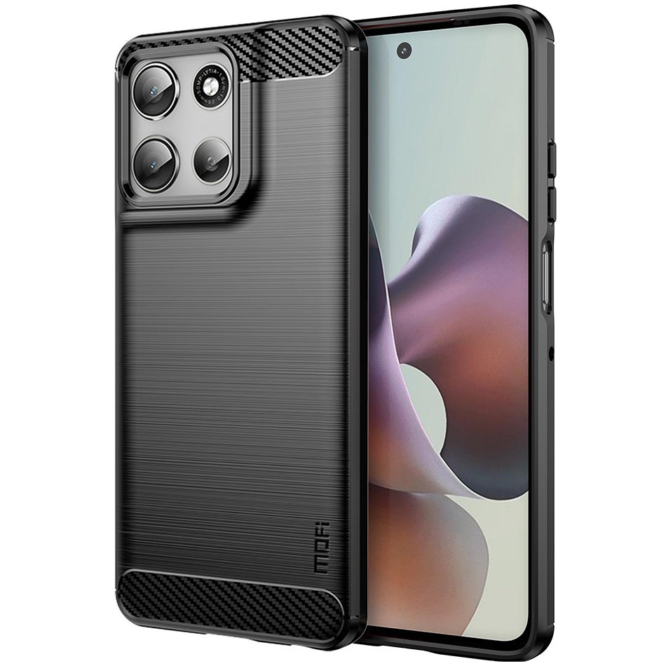 Mofi Flexi Slim Carbon Fibre Case for Motorola Moto G56 - Brushed Black