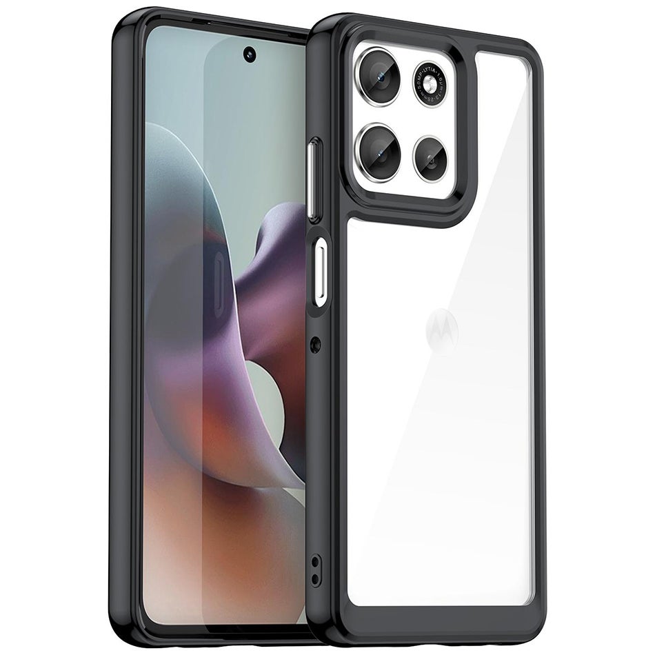 Hybrid Acrylic Tough Shockproof Case for Motorola Moto G56 - Black (Frame)