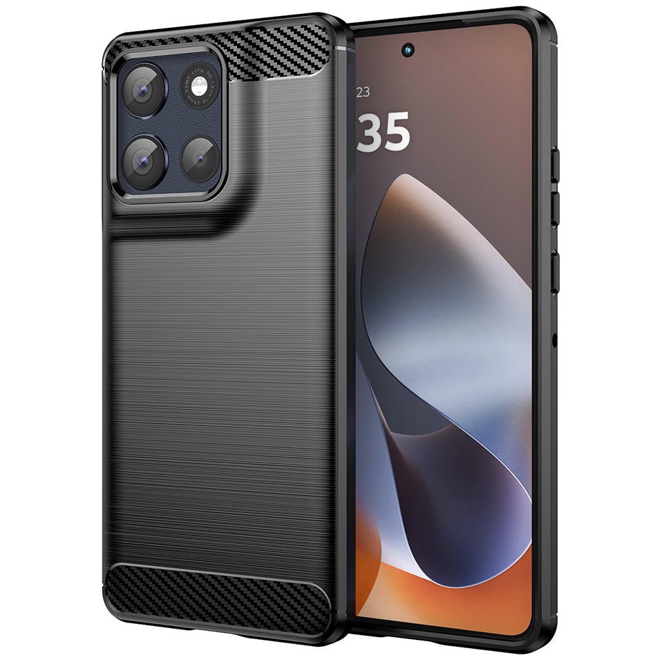 Flexi Slim Carbon Fibre Case for Motorola Moto G86 Power - Brushed Black