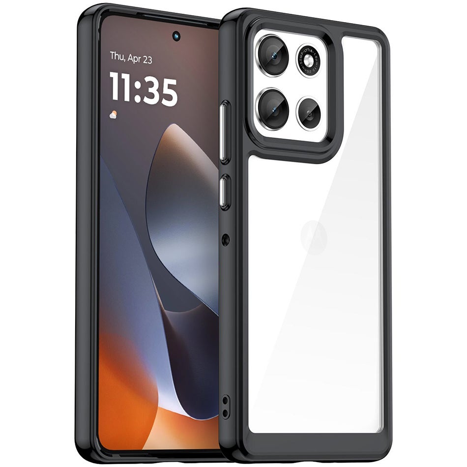 Hybrid Acrylic Tough Shockproof Case for Motorola Moto G86 Power - Black (Frame)