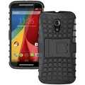 Dual Rugged Tough Shockproof Case - Motorola Moto G (2nd Gen) - Black